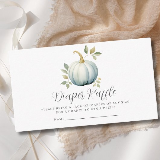 ブルーカボチャ男の子おむつラッフルベビーシャワー エンクロージャーカード