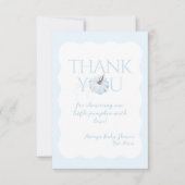 ブルーカボチャ男の子の秋の赤モダンちゃんシャワー サンキューカード (正面)