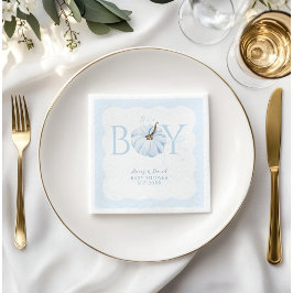 ブルーカボチャ男の子の秋の赤モダンちゃんシャワー スタンダードカクテルナプキン