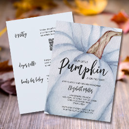 ブルーカボチャ男の子の赤ちゃんシャワーすべて1つ 招待状