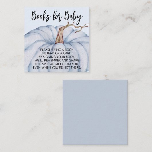 ブルーカボチャ男の子の赤ちゃんシャワー本のリクエスト エンクロージャーカード (正面/裏面)