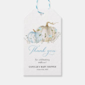ブルーカボチャ男の子ベイビーシャワーありがとうメッセージカード ギフトタグ (正面)
