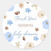 ブルーカボチャ男の子ベイビーシャワーありがとう ラウンドシール (正面)