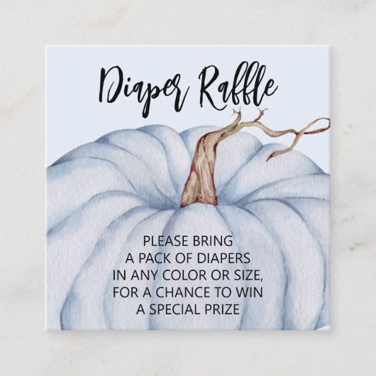 ブルーカボチャ男の子ベビーシャワーおむつラッフル エンクロージャーカード (正面)