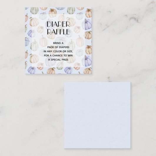 ブルーカボチャ男の子ベビーシャワーおむつラッフル エンクロージャーカード (正面/裏面)