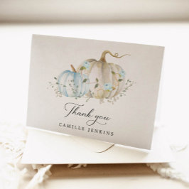 ブルーカボチャ男の子ベビーシャワー折り畳みサンキューカード サンキューカード