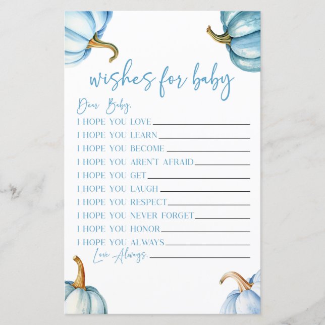 ブルーカボチャ秋が赤ちゃんシャワーゲームを希望 (正面)