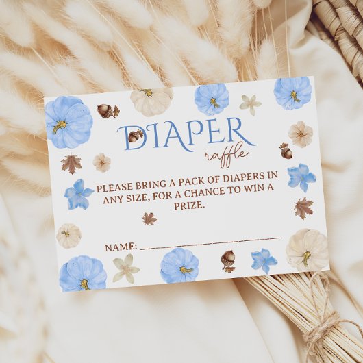 ブルーカボチャ花ベビーシャワーおむつラッフル エンクロージャーカード