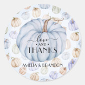 ブルーカボチャ赤ちゃんシャワーありがとう ラウンドシール (正面)