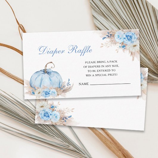 ブルーカボチャ赤ちゃんシャワーおむつラッフルインサートカード エンクロージャーカード