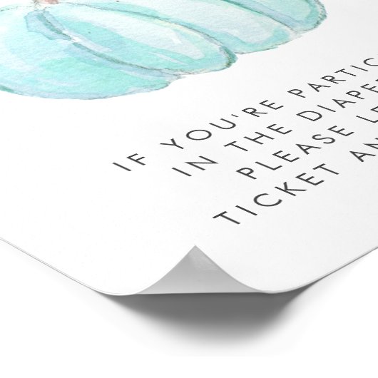 ブルーカボチャ赤ちゃんシャワーおむつラッフルドロップオフ ポスター (角)