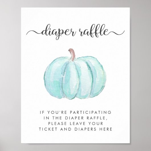 ブルーカボチャ赤ちゃんシャワーおむつラッフルドロップオフ ポスター (正面)
