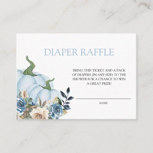 ブルーカボチャ赤ちゃんシャワーおむつラッフル エンクロージャーカード (正面)