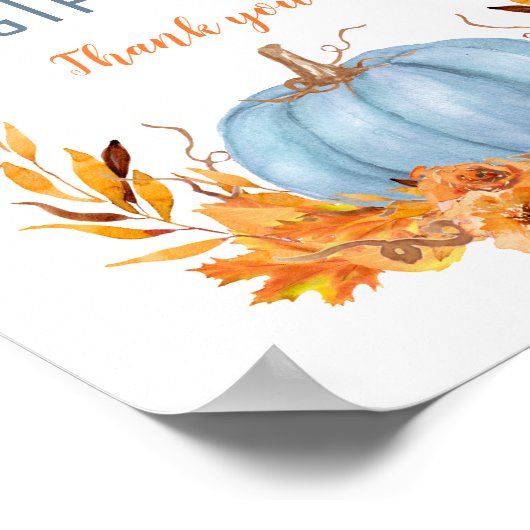 ブルーカボチャ赤ちゃんシャワーカードギフトサイン ポスター (角)