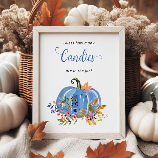 ブルーカボチャ赤ちゃんシャワーキャンディーの数を推測 ポスター