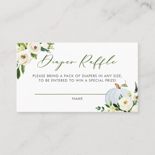 ブルーカボチャ赤ちゃんシャワーゲームおむつラッフルカード 名刺 (正面)