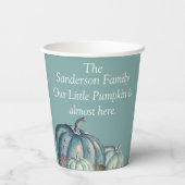 ブルーカボチャ赤ちゃんシャワーパーソナライズされた 紙コップ (裏面)