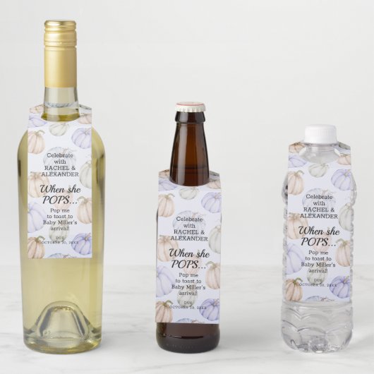 ブルーカボチャ赤ちゃんシャワーポップ・アートのit ボトルネックタグ (インサイチュ)