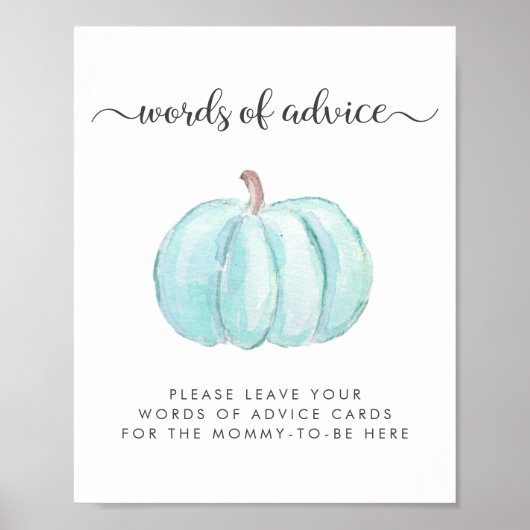 ブルーカボチャ赤ちゃんシャワー単語のアドバイスドロップオフ ポスター (正面)