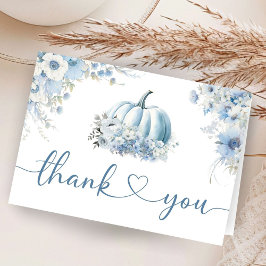 ブルーカボチャ赤ちゃんシャワー秋折り畳みありがとう サンキューカード