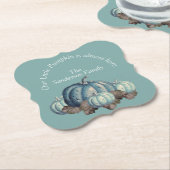 ブルーカボチャ赤ちゃんシャワー ペーパーコースター (アングル)