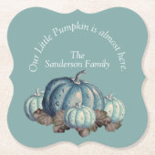 ブルーカボチャ赤ちゃんシャワー ペーパーコースター (正面)