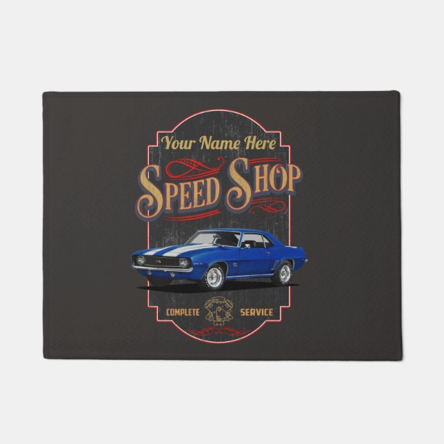 ブルーカマロカスタムガレージ ドアマット (正面)