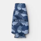 ブルーカモフラージパターンモノグラム名 ボトルクーラー (正面)