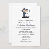 ブルーカモフラージュの花嫁結婚と兵士 招待状 (正面/裏面)