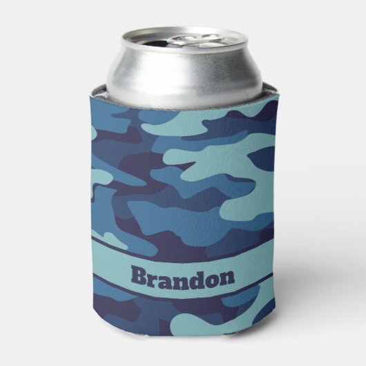 ブルーカモフラージュクールカスタムパターン 缶クーラー (缶正面)