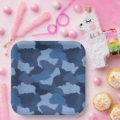 ブルーカモフラージュ ペーパープレート (パーティー)