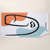 ブルーカラフルオレンジ抽象芸術ラインアート名前をカスタムする ビーチタオル (正面)