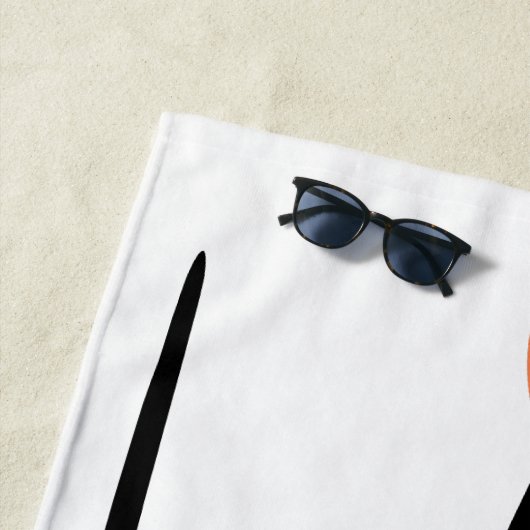 ブルーカラフルオレンジ抽象芸術ラインアート名前をカスタムする ビーチタオル (インサイチュ)