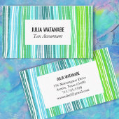 ブルーカラフルグリーンミニマルストライプリスト 名刺