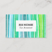ブルーカラフルグリーンミニマルストライプリスト 名刺 (正面)