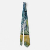 ブルーカラフルグリーン金ゴールド抽象芸術アート ネクタイ (裏面)