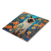 ブルーカラフルシャメネコフローラ タイル (側面)