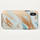 ブルーカラフルジェイドゴールデンクロムマーブル Case-Mate iPhoneケース (裏面(横))