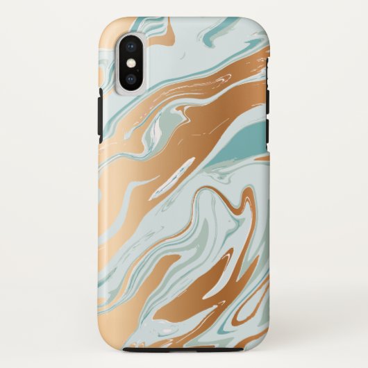 ブルーカラフルジェイドゴールデンクロムマーブル Case-Mate iPhoneケース (裏面)