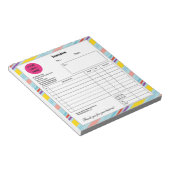 ブルーカラフルストライプ会社事業場請求書 ノートパッド (アングル)