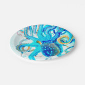 ブルーカラフルタコ ペーパープレート (アングル)