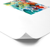 ブルーカラフルダイヤモンド抽象芸術ドードルアート ポスター (角)