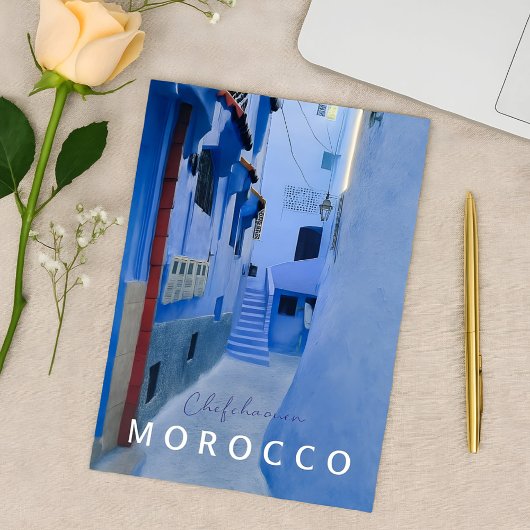 ブルーカラフルチェフチャウエンモロッコメディナ ポストカード
