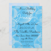 ブルーカラフルバブルブラスト誕生日カード 招待状 (正面/裏面)