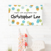 ブルーカラフルパステル紙吹雪ドット子供の誕生日 横断幕 (インサイチュ)