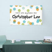 ブルーカラフルパステル紙吹雪ドット子供の誕生日 横断幕 (トレードショー)