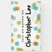 ブルーカラフルパステル紙吹雪ドット子供の誕生日 横断幕 (縦)