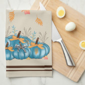 ブルーカラフルパンプキンベージュキッチンタオル キッチンタオル (四つ折り)