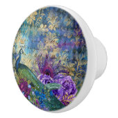 ブルーカラフルパープルレインボーピーコック セラミックノブ (右)