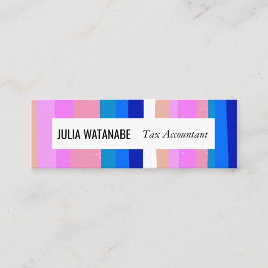 ブルーカラフルピンクミニマルストライプリスト スキニー名刺 (正面)